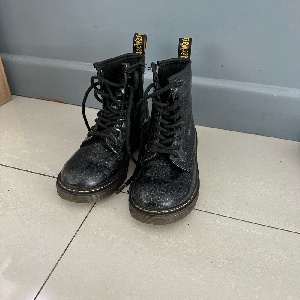 Black Glitter Dr. Martens Kids Size 2